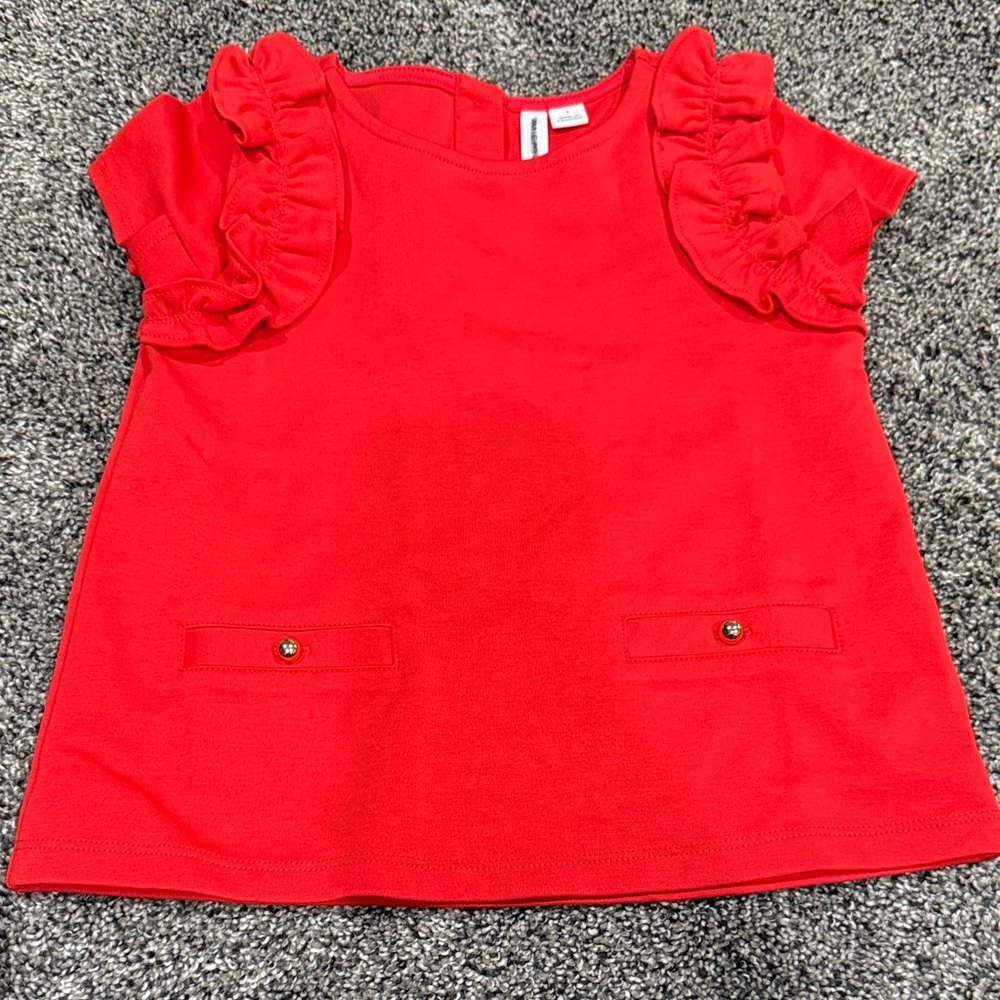 Janie and Jack Red Ruffle Sleeve Top